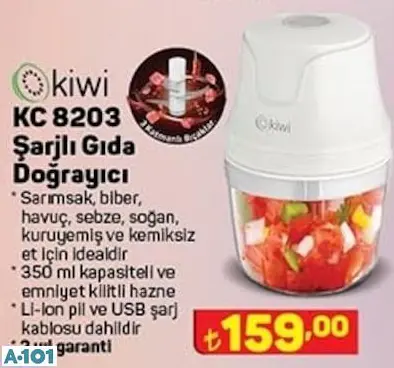KİWİ ŞARJLI GIDA DOĞRAYICI KİWİ ŞARJLI GIDA DOĞRAYICI